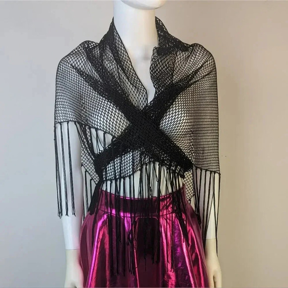 Boho Lace Fringe Mesh Shawl - Picture 1 of 6